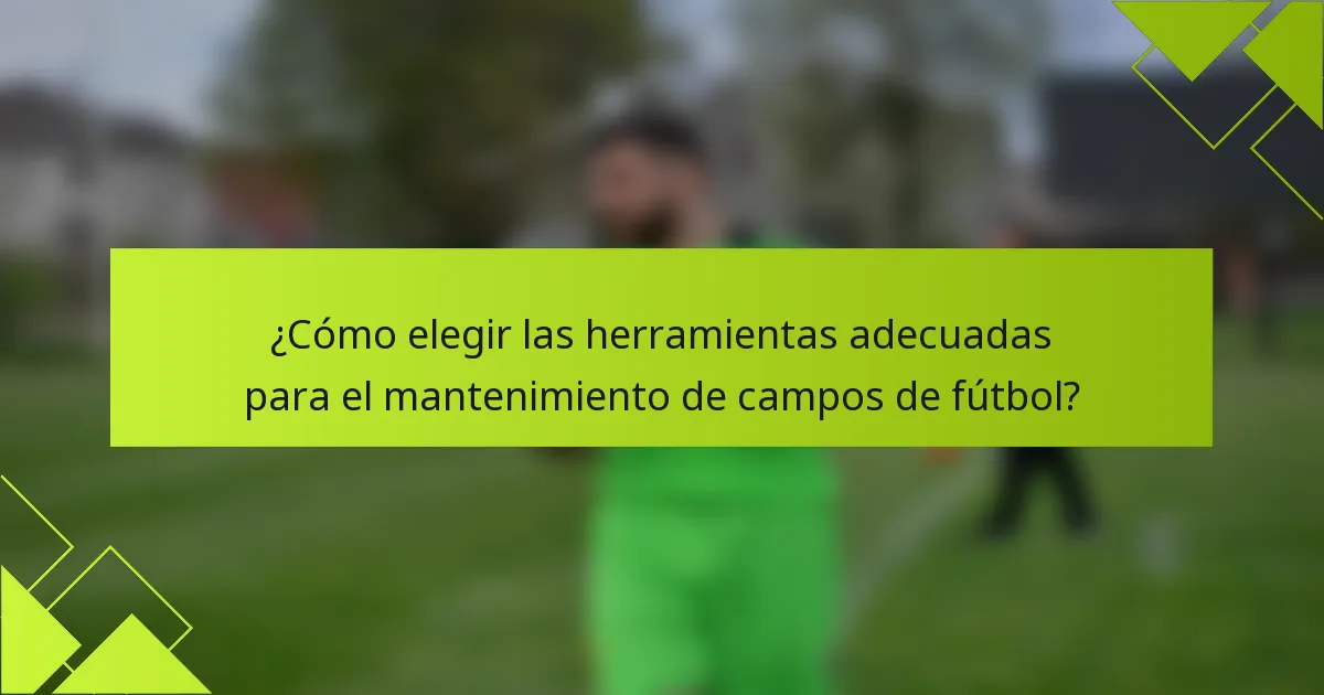 ¿Cómo elegir las herramientas adecuadas para el mantenimiento de campos de fútbol?