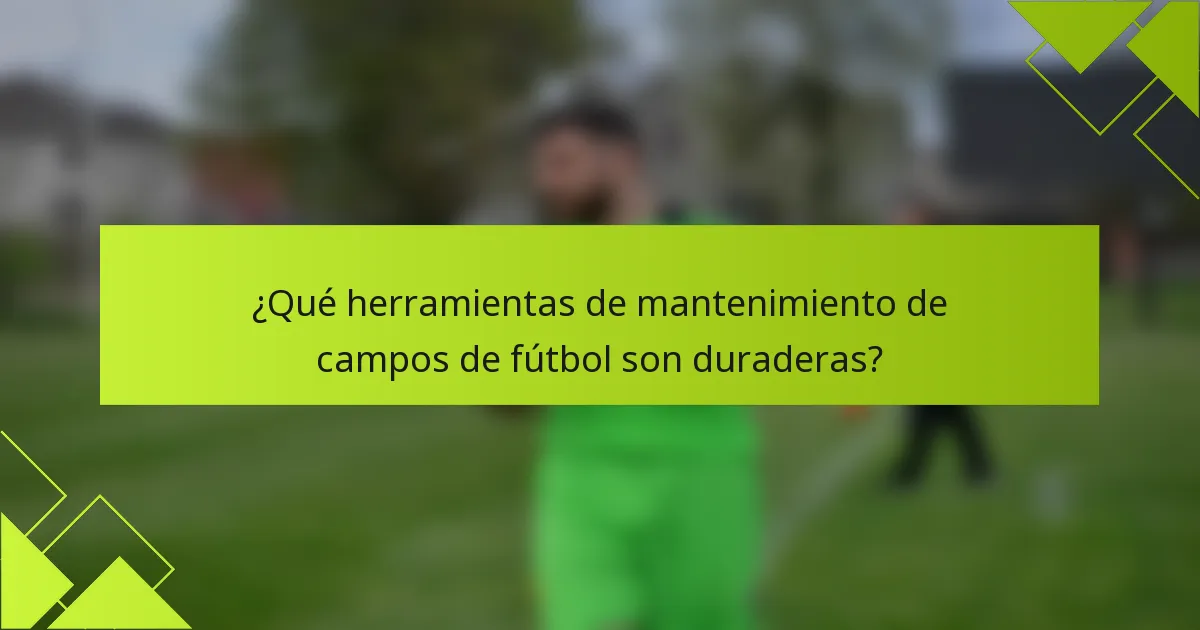 ¿Qué herramientas de mantenimiento de campos de fútbol son duraderas?